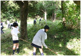 県立鎌倉高校生徒による東勝寺跡清掃活動(10月)
